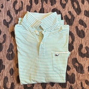 Vineyard Vines Mint and White Striped Polo Excellent Condition